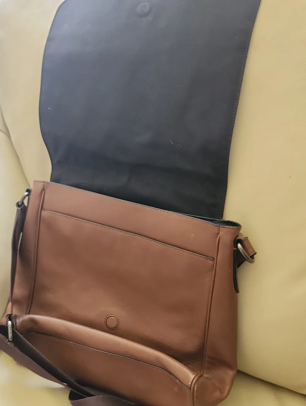 Coach Men's Houston Map Leather Messenger Bag Brown